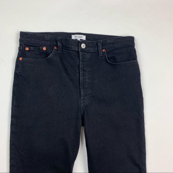 RE/DONE 90’s High Rise Ankle Crop Raw Hem Black Jeans Sz 31 - Picture 3 of 11